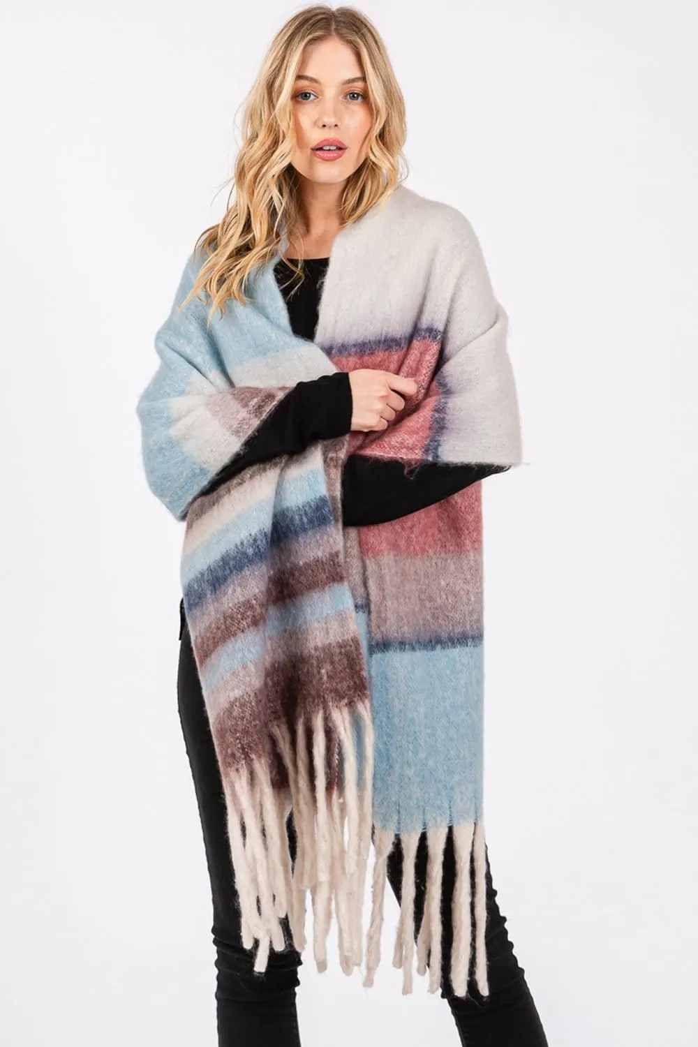 MS0390 Claudia Brushed Multi Color Stripe Scarf