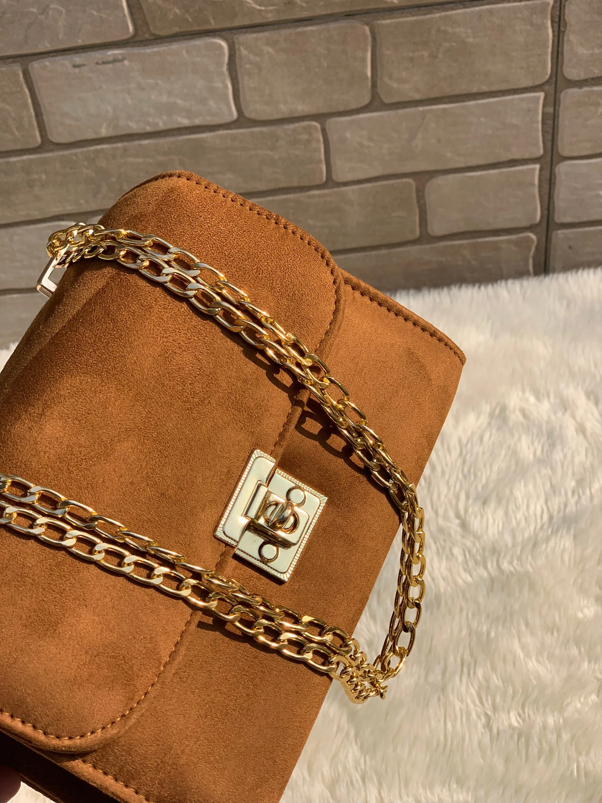 Mustard Suede Alcan Chic Crossbody Bag