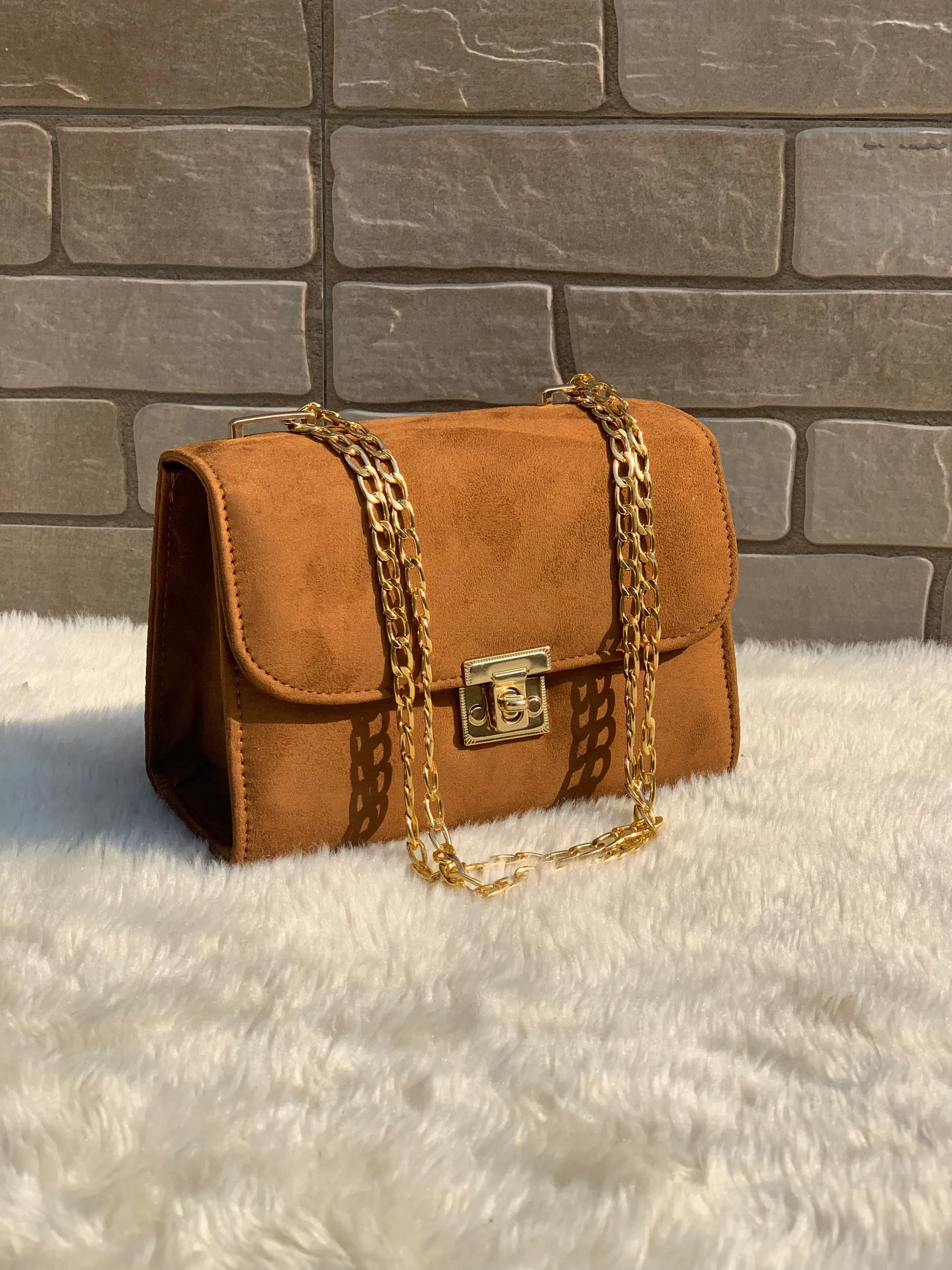 Mustard Suede Alcan Chic Crossbody Bag