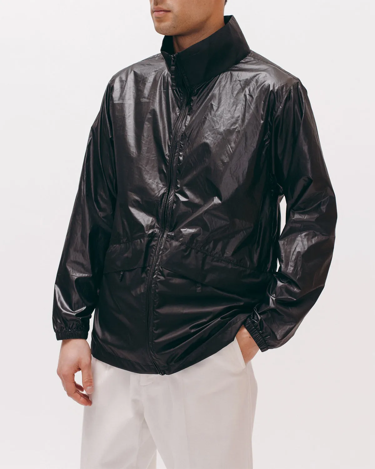 Nylon Warm Up Jacket - Black