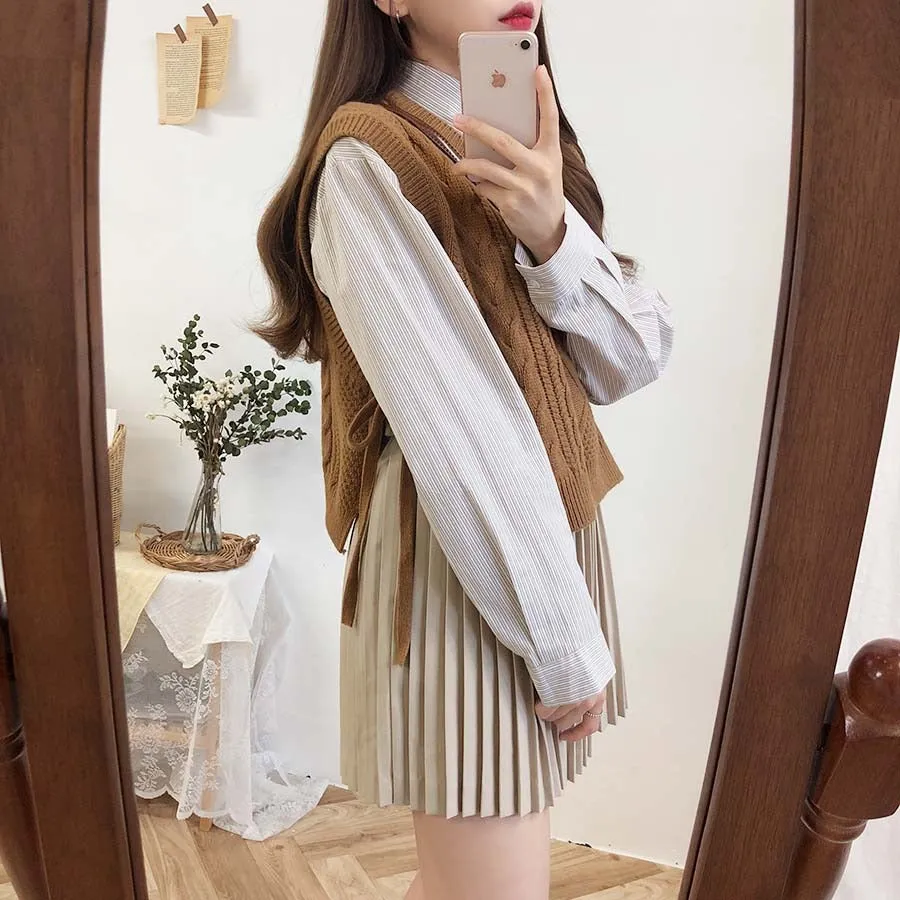 O-neck Autumn Winter Short Knitted Sleeveless Warm Casual oversize Pullover vest sweater