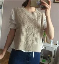 O-neck Autumn Winter Short Knitted Sleeveless Warm Casual oversize Pullover vest sweater