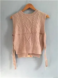 O-neck Autumn Winter Short Knitted Sleeveless Warm Casual oversize Pullover vest sweater