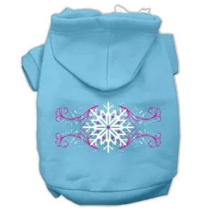 Pink Snowflake Swirls Screenprint Pet Hoodies Baby Blue Size XXL (18)