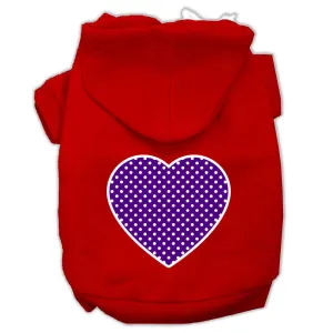 Purple Swiss Dot Heart Screen Print Pet Hoodies Red Size Sm (10)