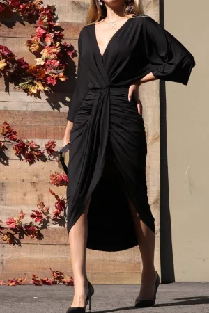 "Samaya" Midi Dress-Black