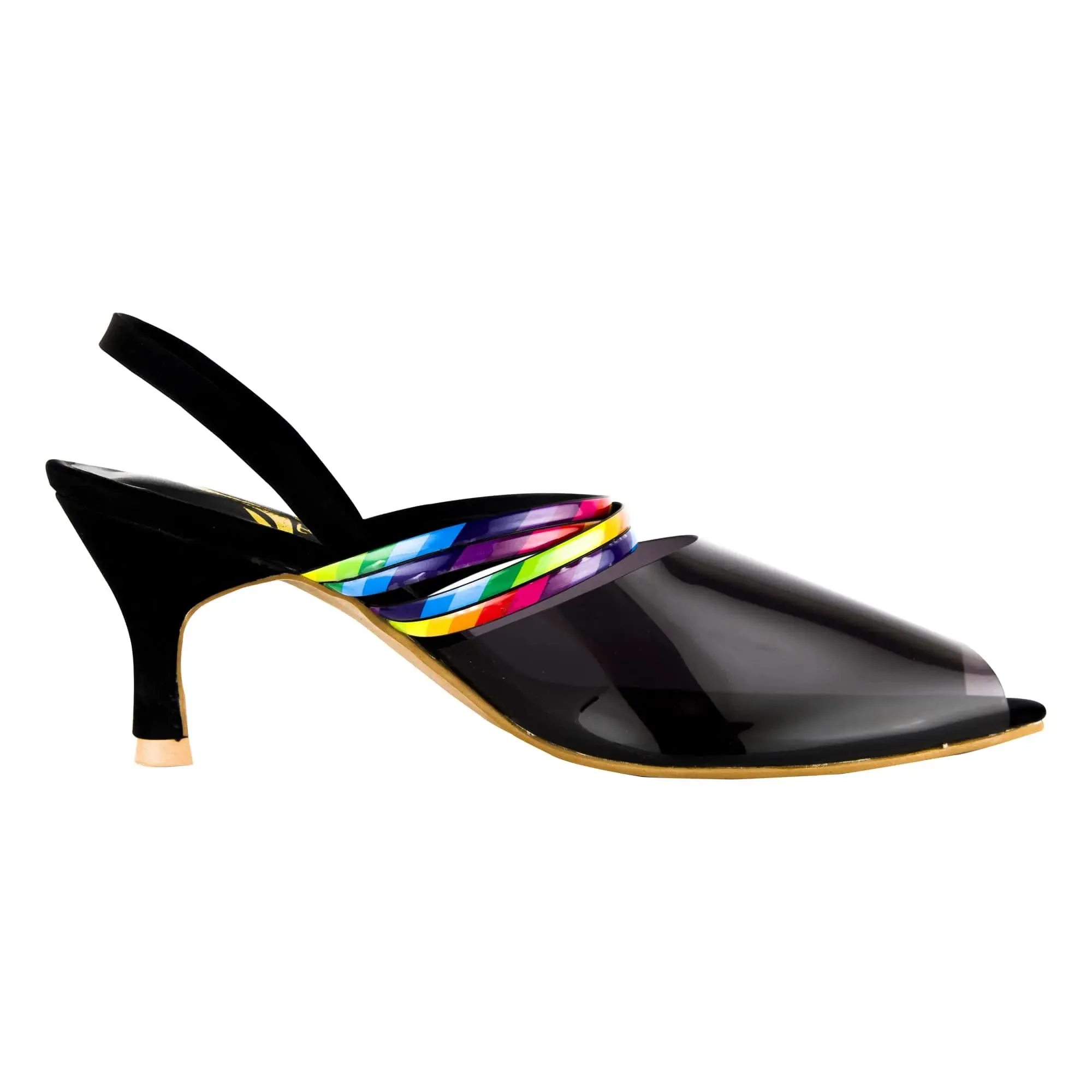 Rainbow Straps Pointed Toe Mules