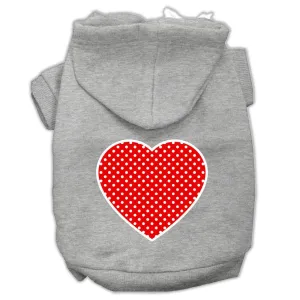 Red Swiss Dot Heart Screen Print Pet Hoodies Grey Size Xl (16)