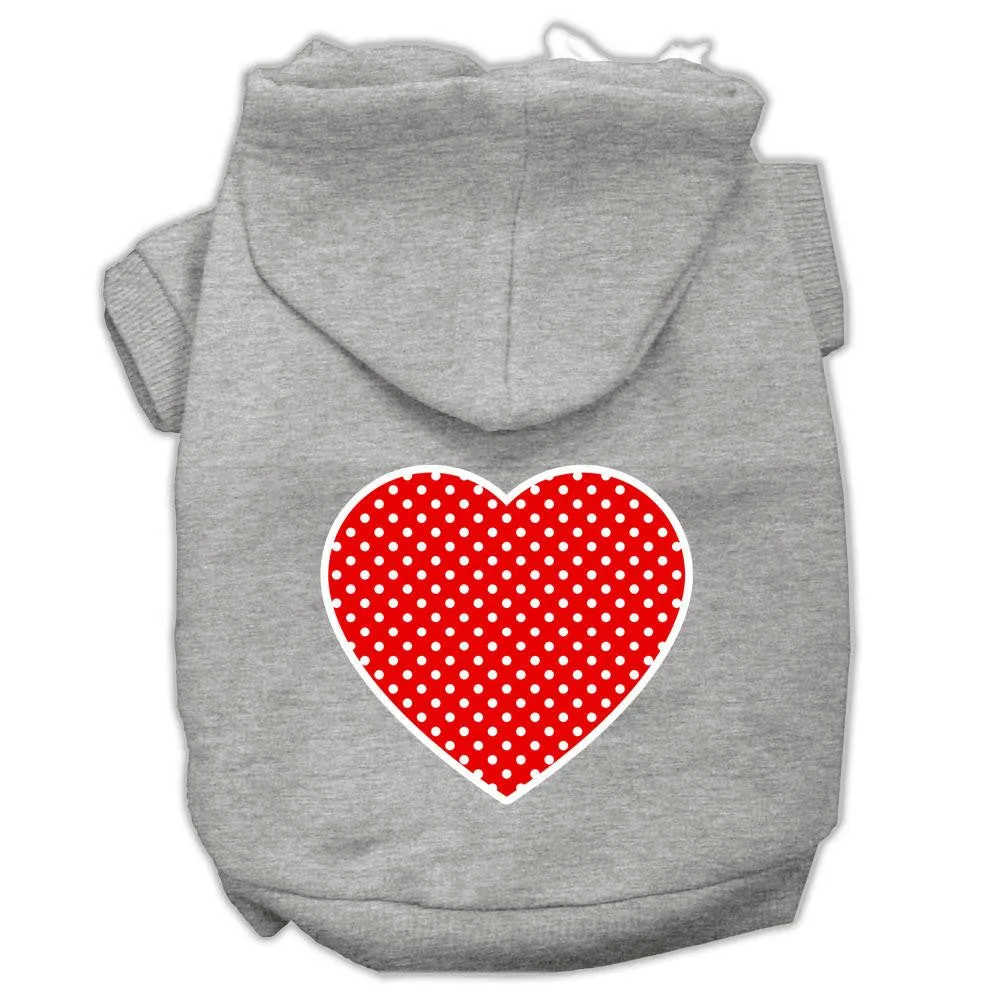 Red Swiss Dot Heart Screen Print Pet Hoodies Grey Size Xl (16)