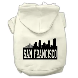 San Francisco Skyline Screen Print Pet Hoodies Cream Size XL (16)