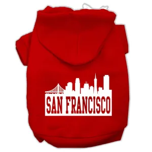 San Francisco Skyline Screen Print Pet Hoodies Red Size Lg (14)