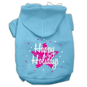 Scribble Happy Holidays Screenprint Pet Hoodies Baby Blue Size XXXL (20)