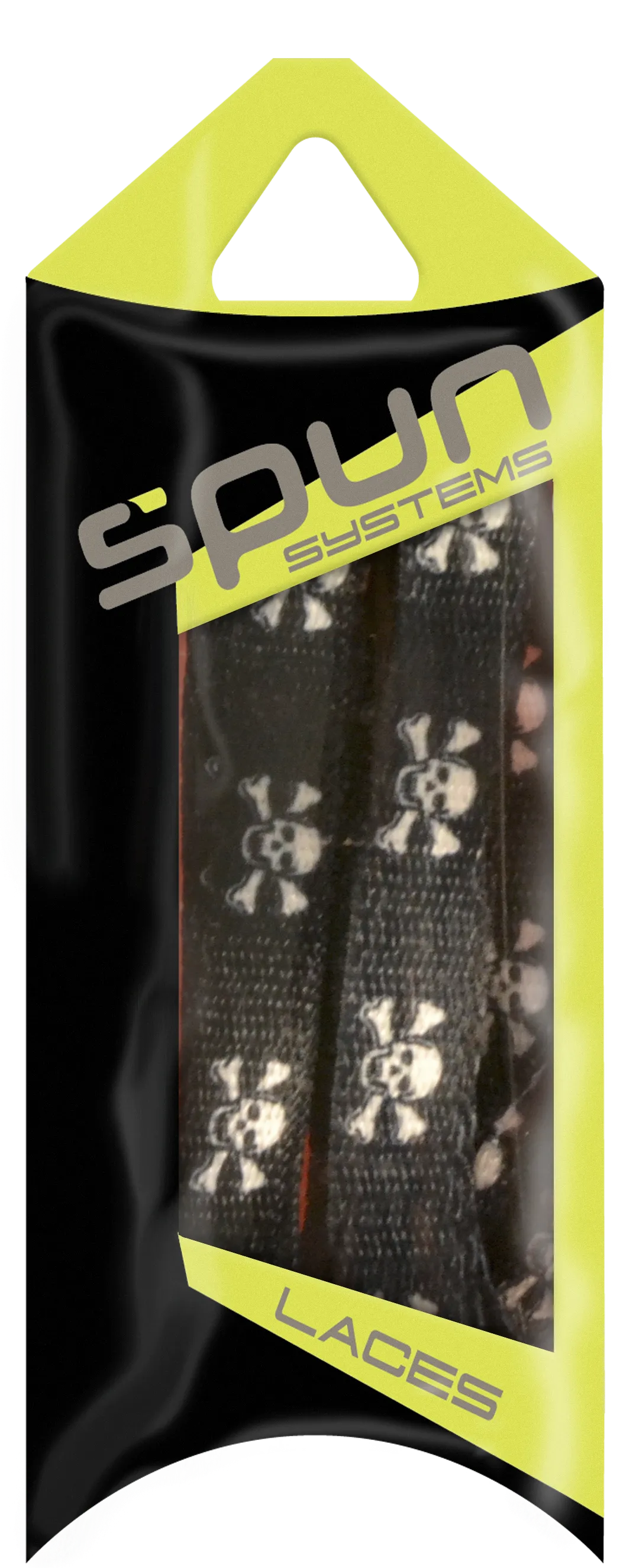 Spun™ 3/8" Printed ShoeLaces - Black with White Skull & Crossbones