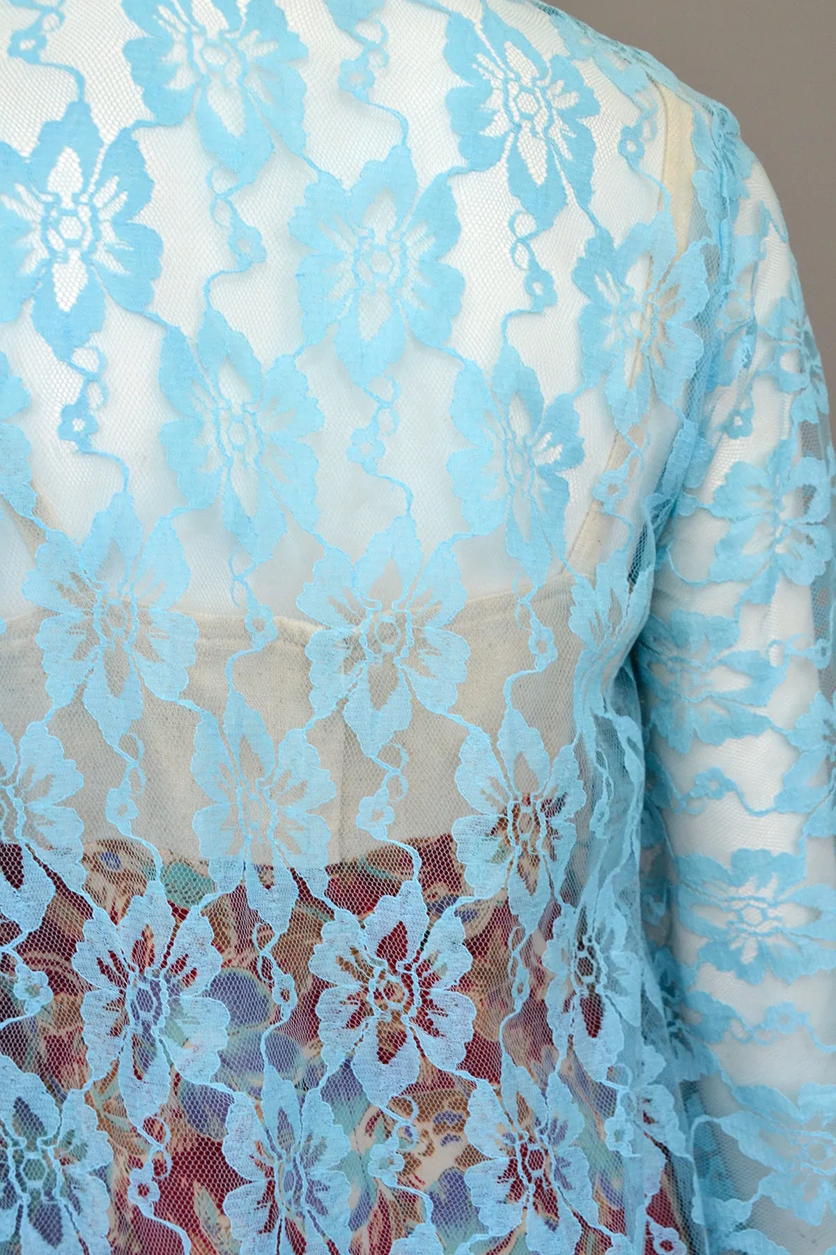 Vintage Baby Blue Lace and Mesh Duster