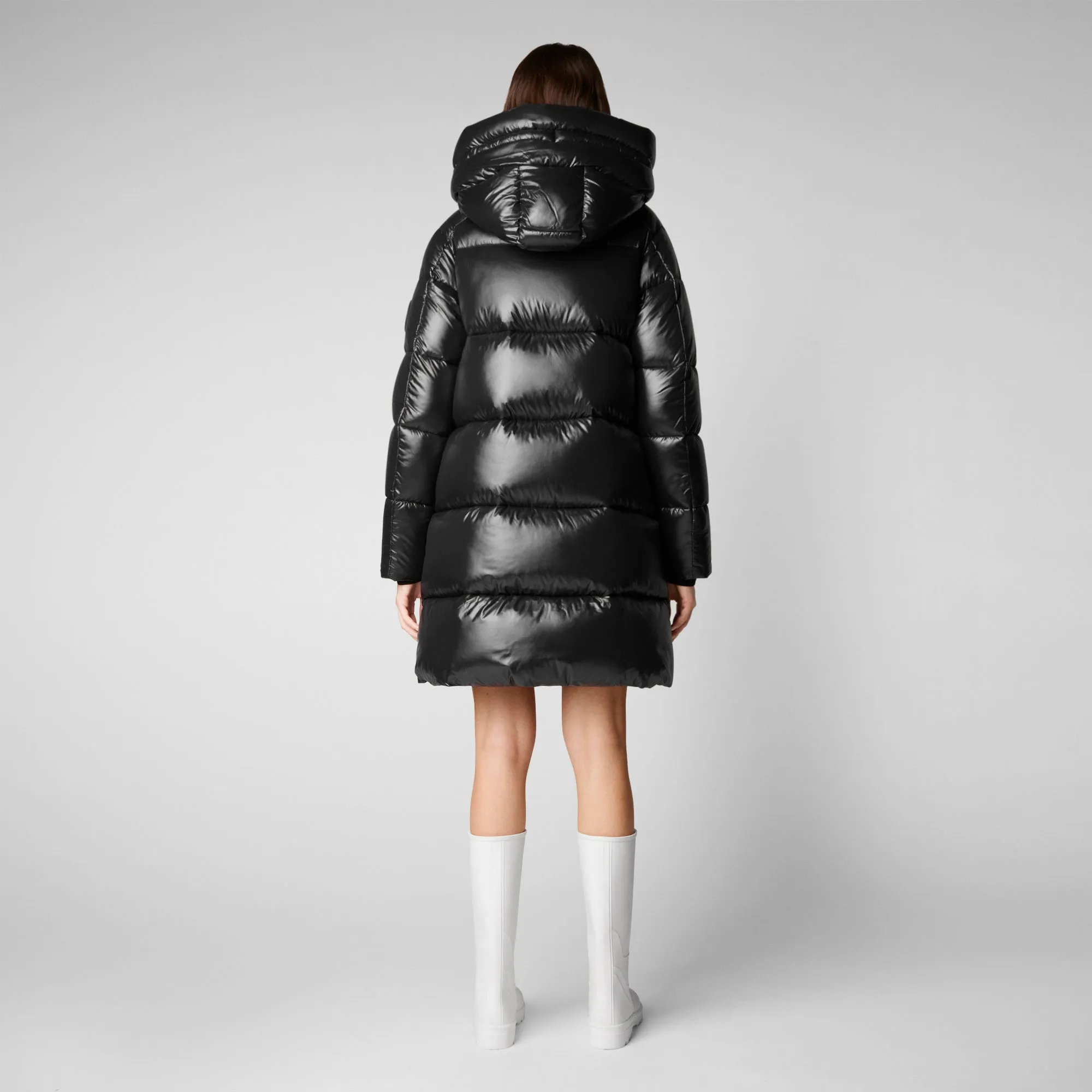 Women's Isabel Hooded Puffer Coat in Black