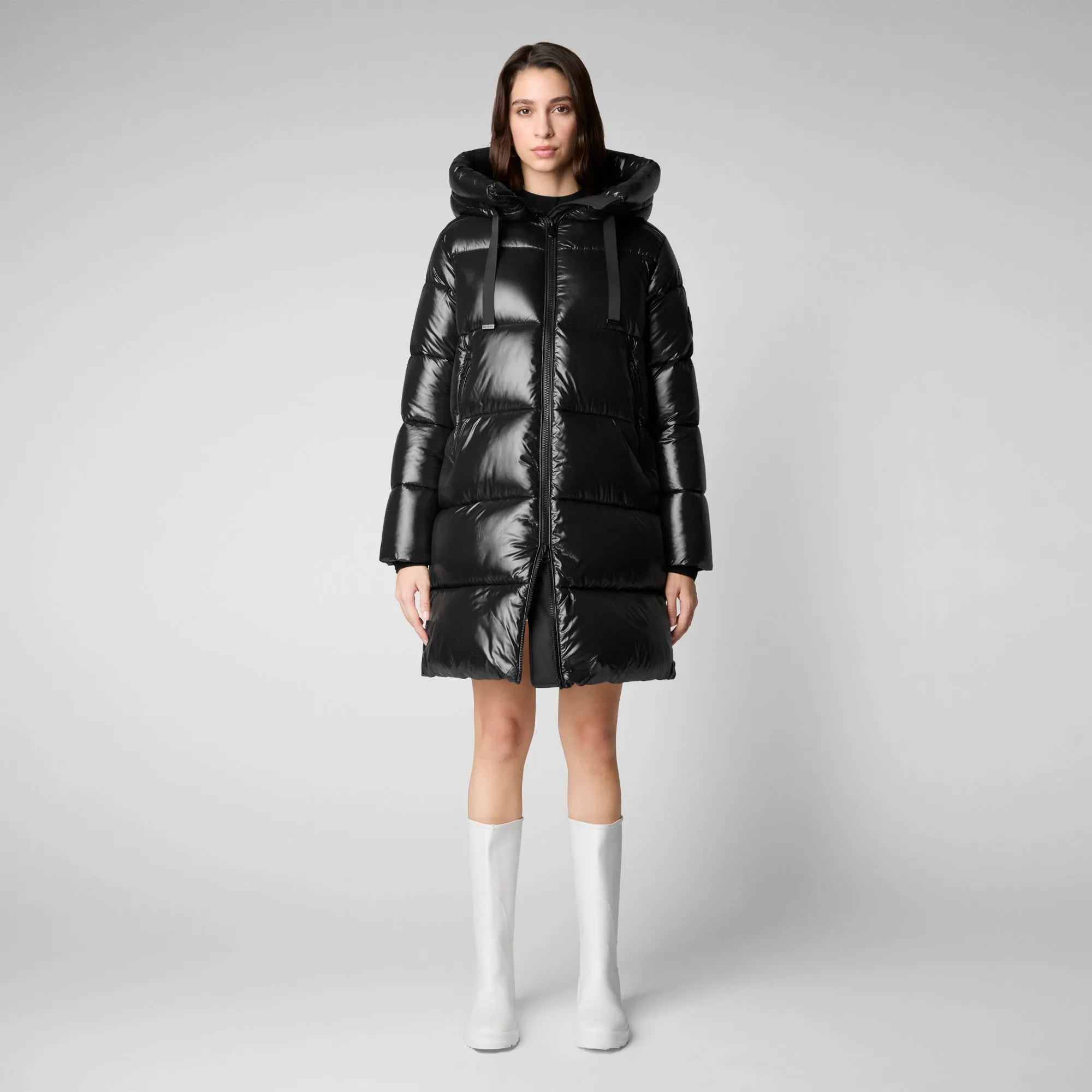 Women's Isabel Hooded Puffer Coat in Black